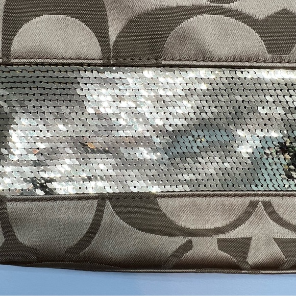 Coach Gold Jacquard Monogram zippered purse with gold sequins EUC - Picture 4 of 16